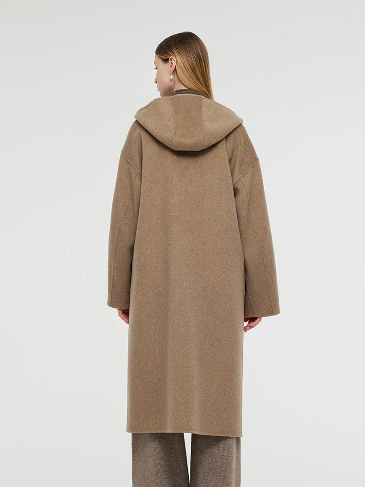 100% Cashmere Hooded Unisex Overcoat