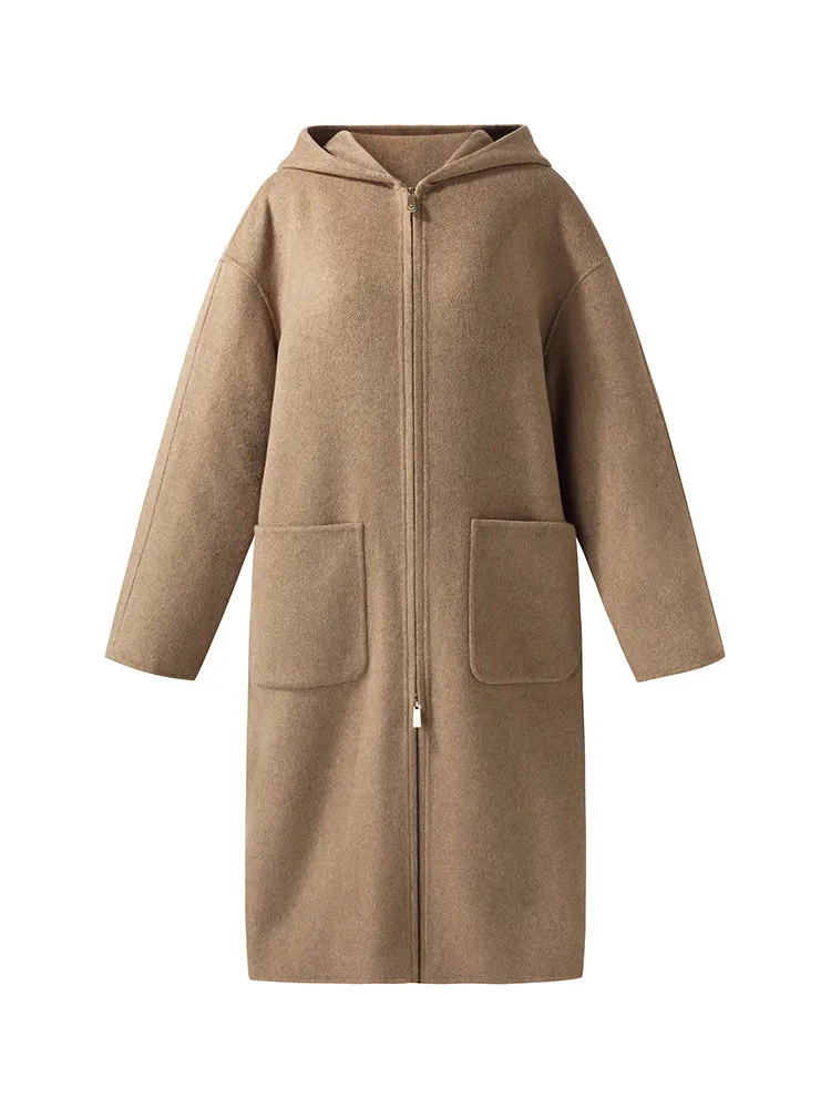 100% Cashmere Hooded Unisex Overcoat