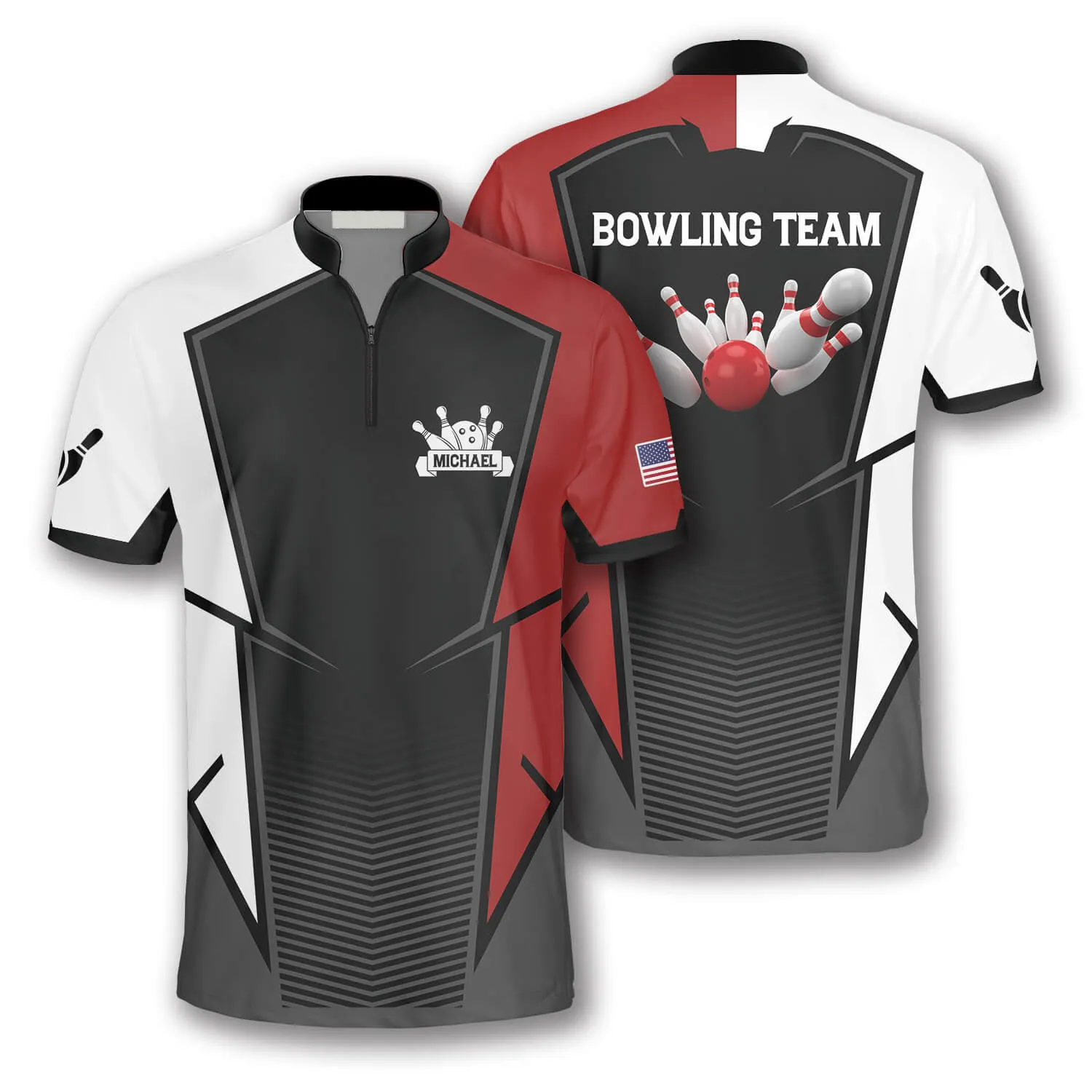 3D All Over Print Best Strike Custom Bowling Jerseys for Men, White and Red Bowling Shirt, Strike Bowling Shirt