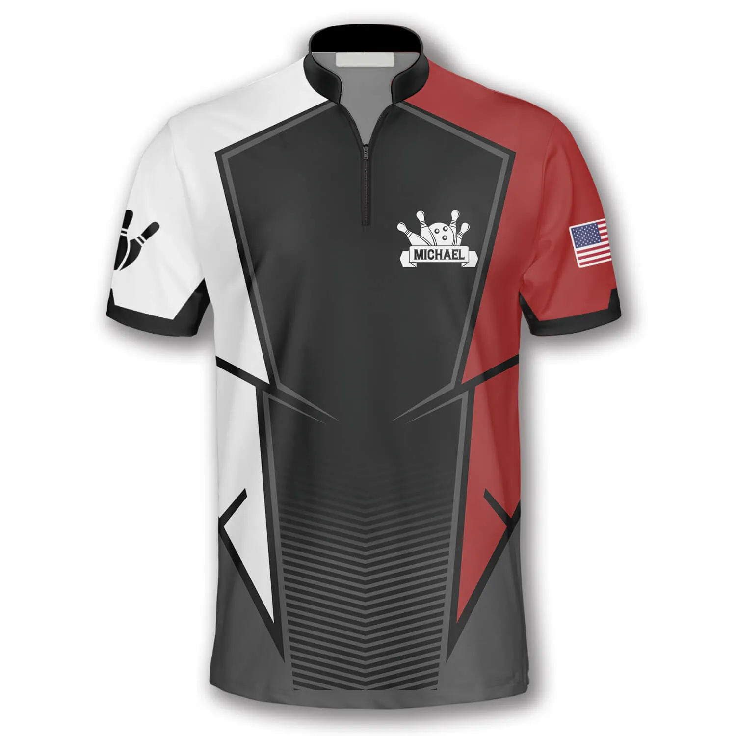 3D All Over Print Best Strike Custom Bowling Jerseys for Men, White and Red Bowling Shirt, Strike Bowling Shirt