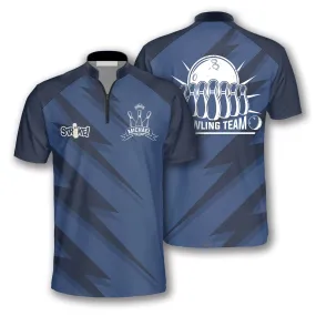 3D All Over Print Blue Lightning Custom Bowling Jerseys for Men, Uniform Shirt for Bowling Team