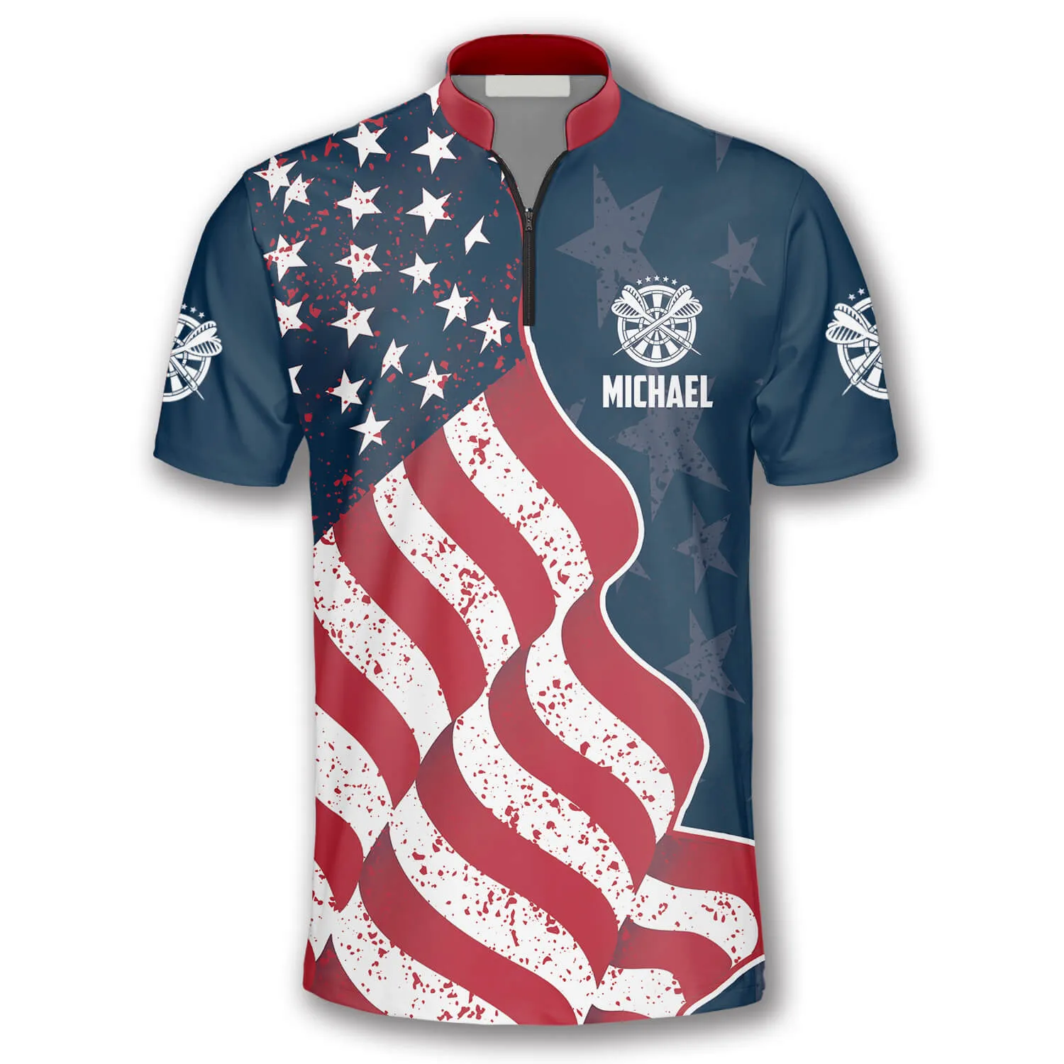 3D All Over Print Eagle Waving Flag Custom Darts Jerseys for Men, Flag American Dart Shirt