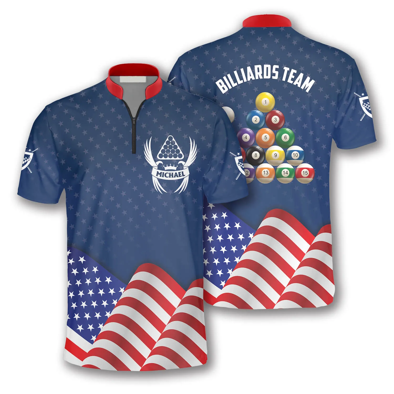 3D All Over Print Patriotic Waving Flag Custom Billiard Jerseys for Men, Billiard Jersey Shirt, Flag Shirt