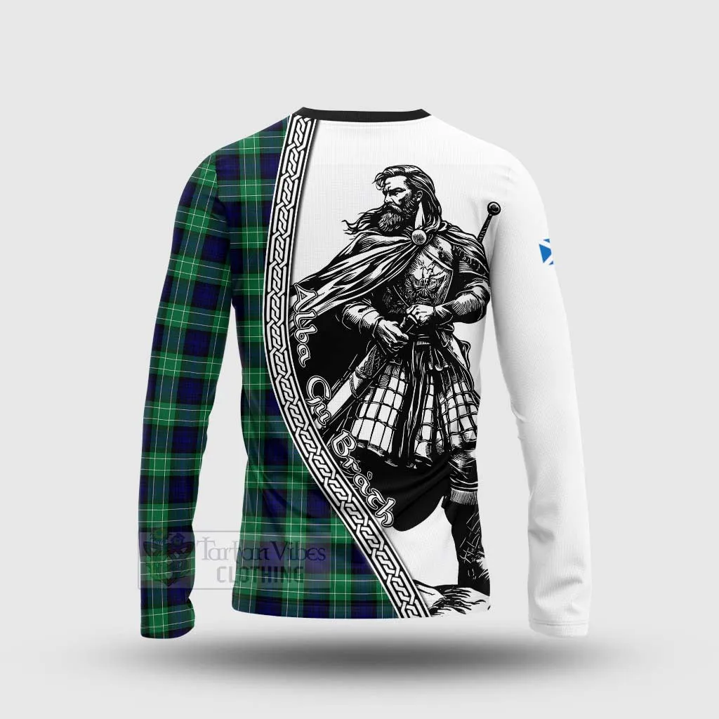 Abercrombie Tartan Clan Crest Long Sleeve T-Shirt with Highlander Warrior Celtic Style