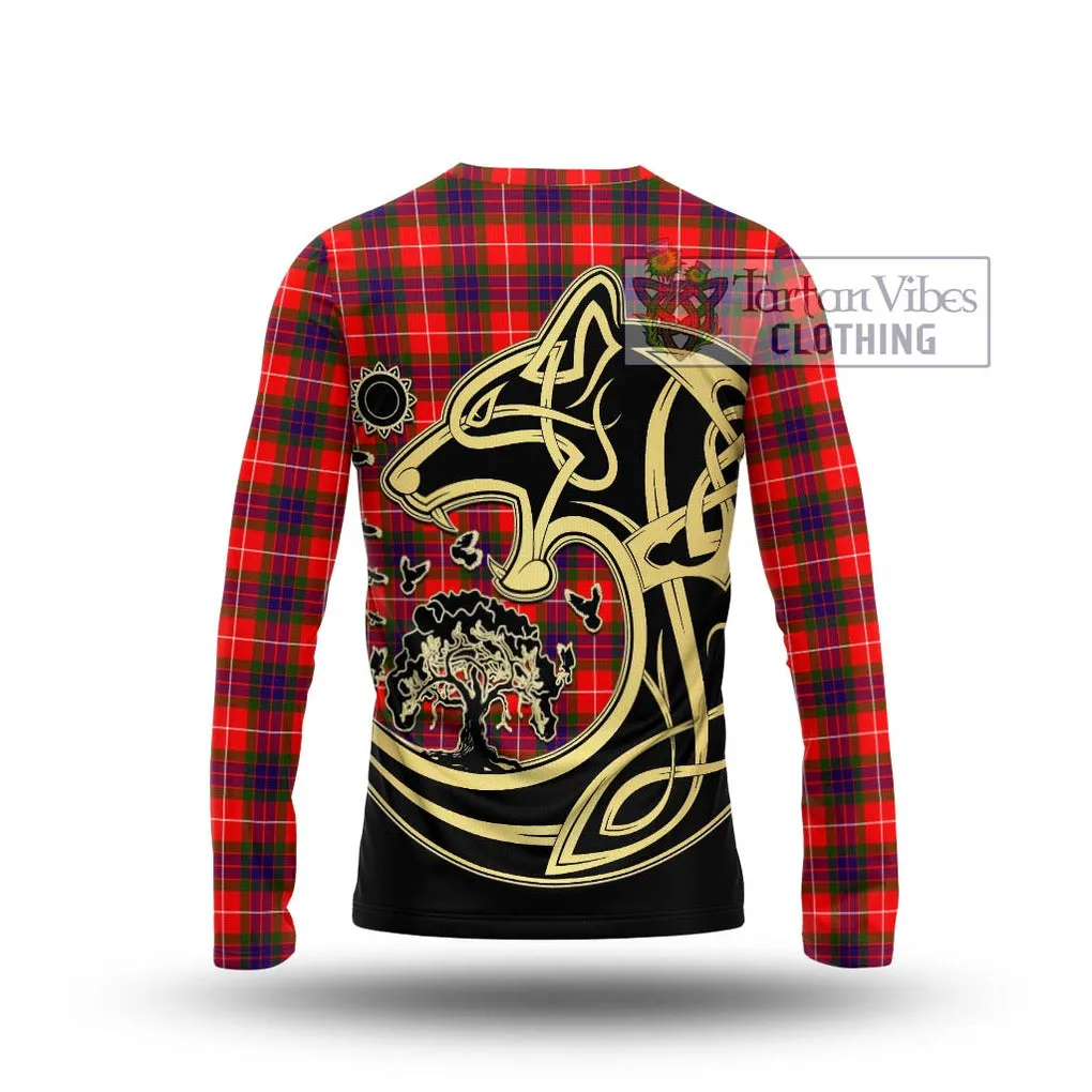 Abernethy Tartan Long Sleeve T-Shirt with Family Crest Celtic Wolf Style