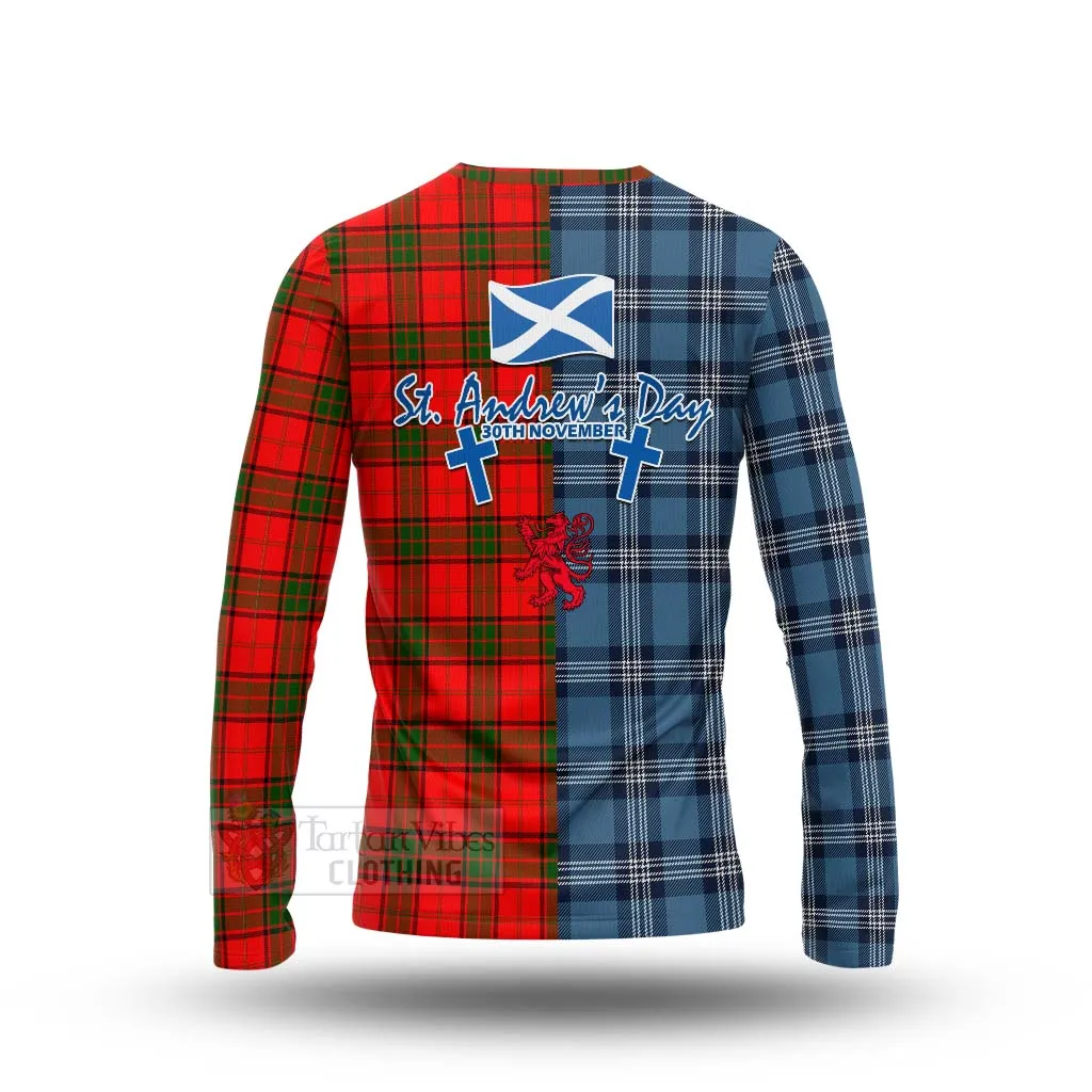 Adair Tartan Long Sleeve T-Shirt Happy St. Andrew's Day Half Tartan Style