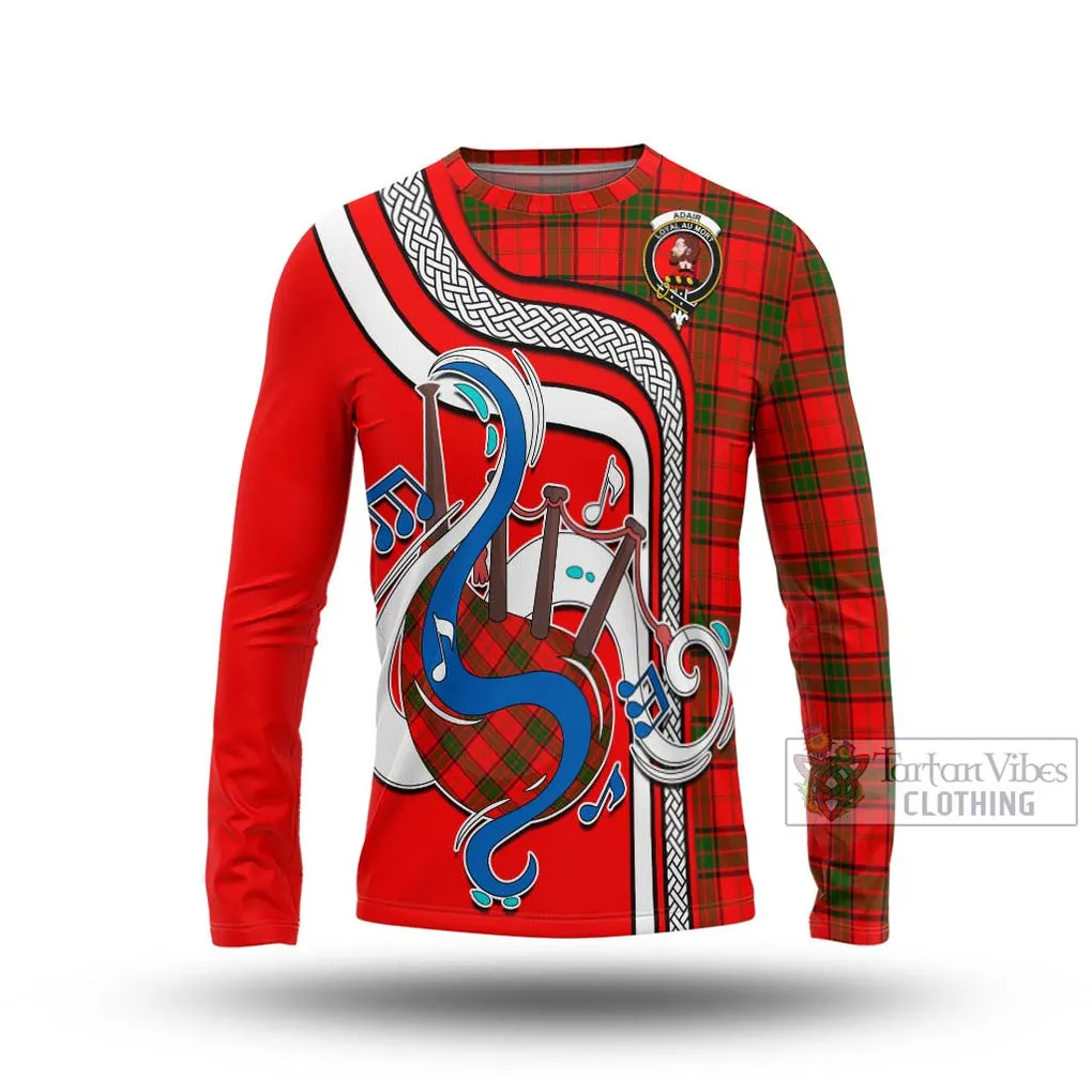 Adair Tartan Long Sleeve T-Shirt with Epic Bagpipe Style