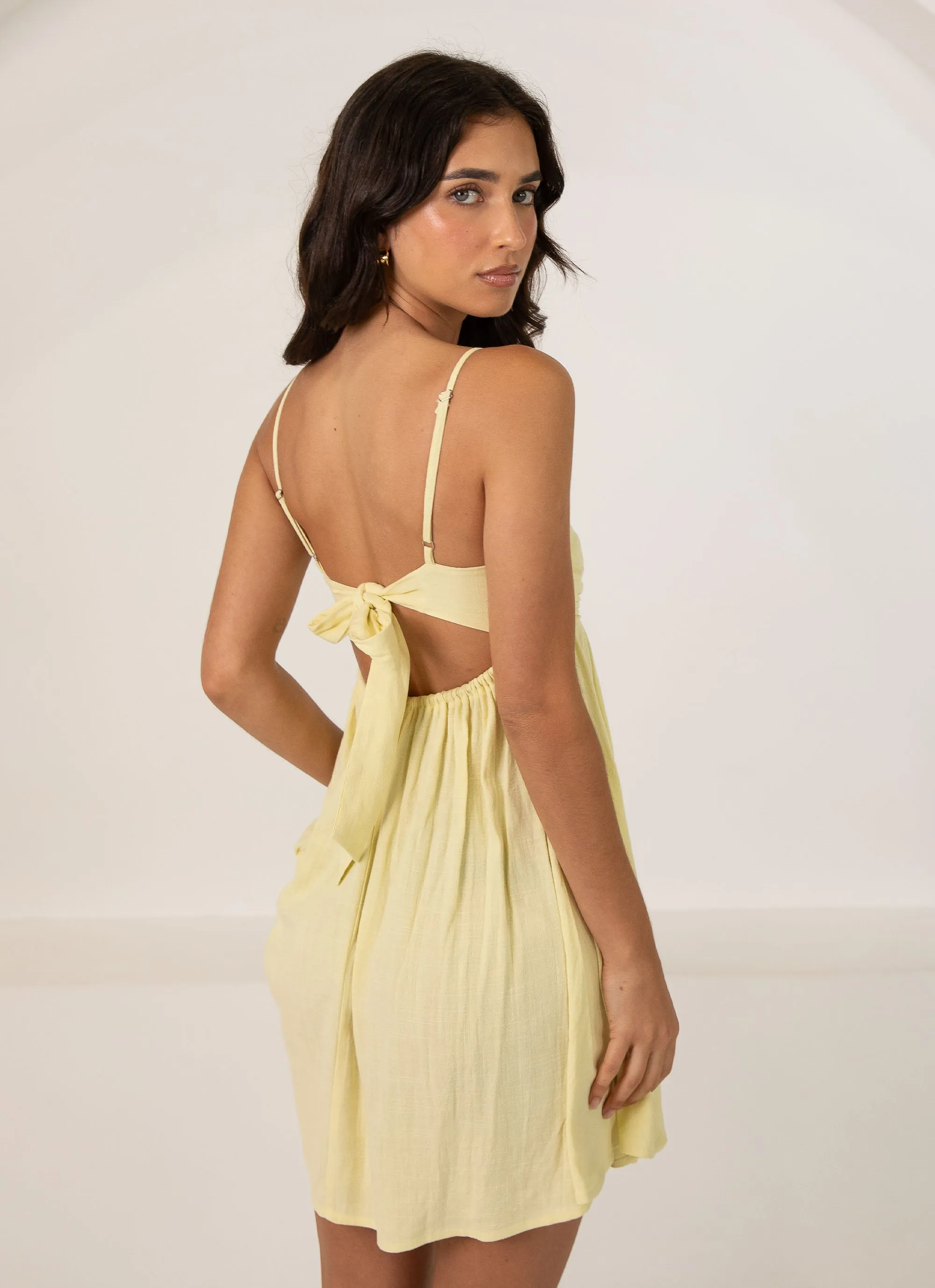 Admire You Linen Mini Dress - Lemon