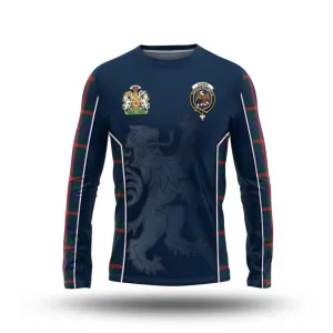 Agnew Tartan Long Sleeve T-Shirt with Family Crest and Lion Rampant Vibes Sport Style