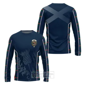 Agnew Tartan Long Sleeve T-Shirt with Family Crest and Scottish Thistle Vibes Sport Style