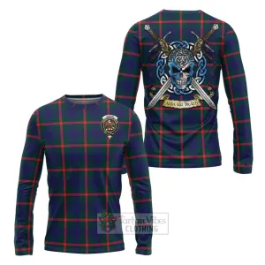 Agnew Tartan Long Sleeve T-Shirt with Family Crest Celtic Skull Style