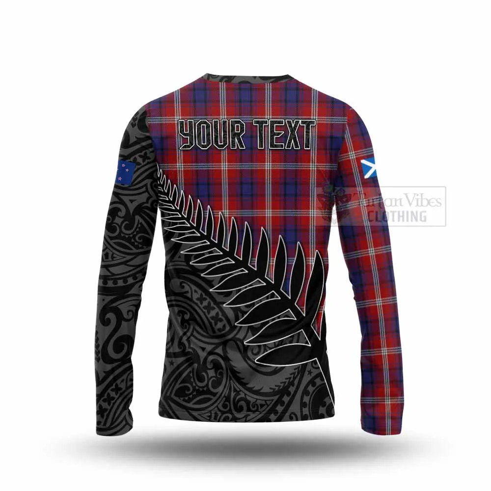 Ainslie Crest Tartan Long Sleeve T-Shirt with New Zealand Silver Fern Half Style