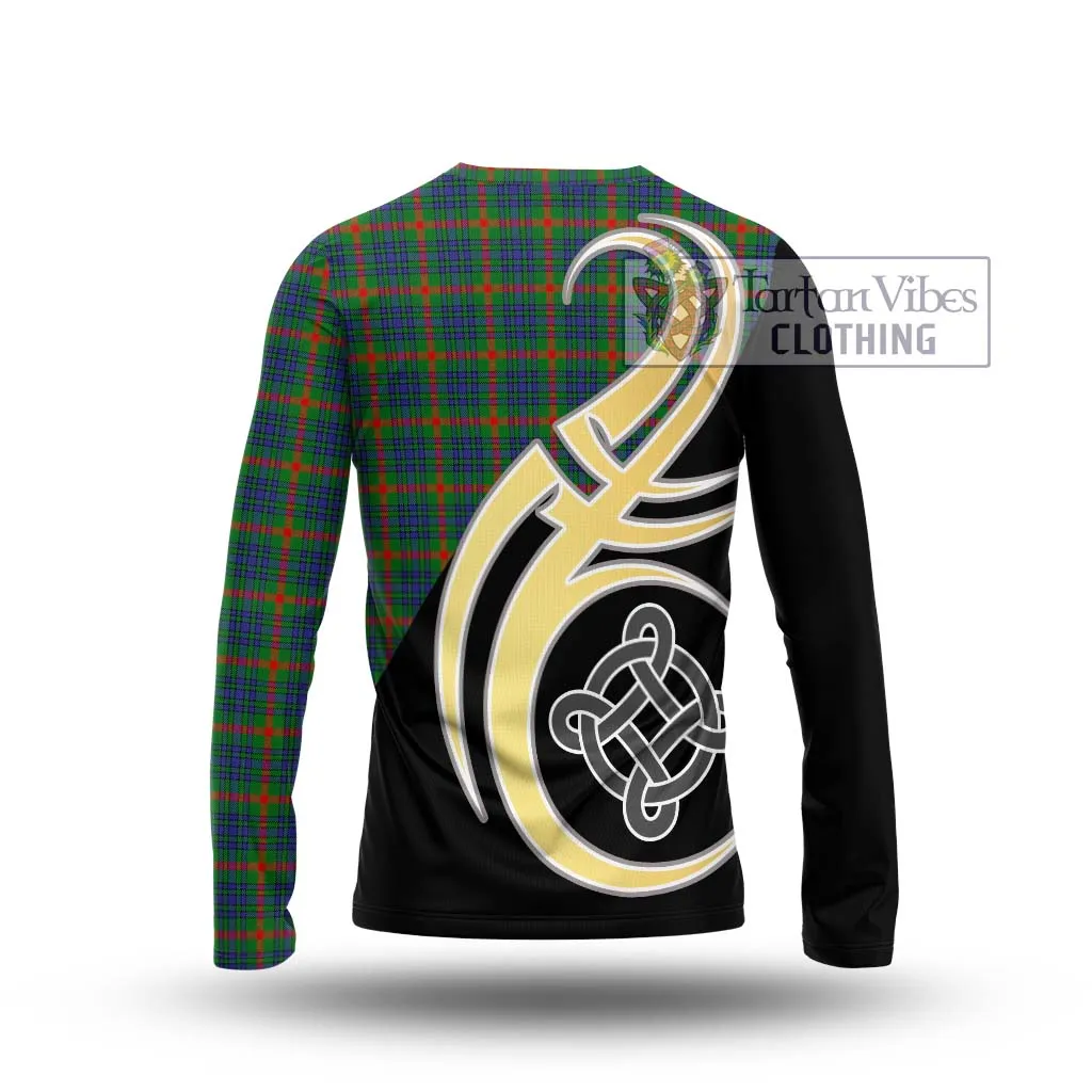 Aiton Tartan Long Sleeve T-Shirt with Family Crest and Celtic Symbol Style