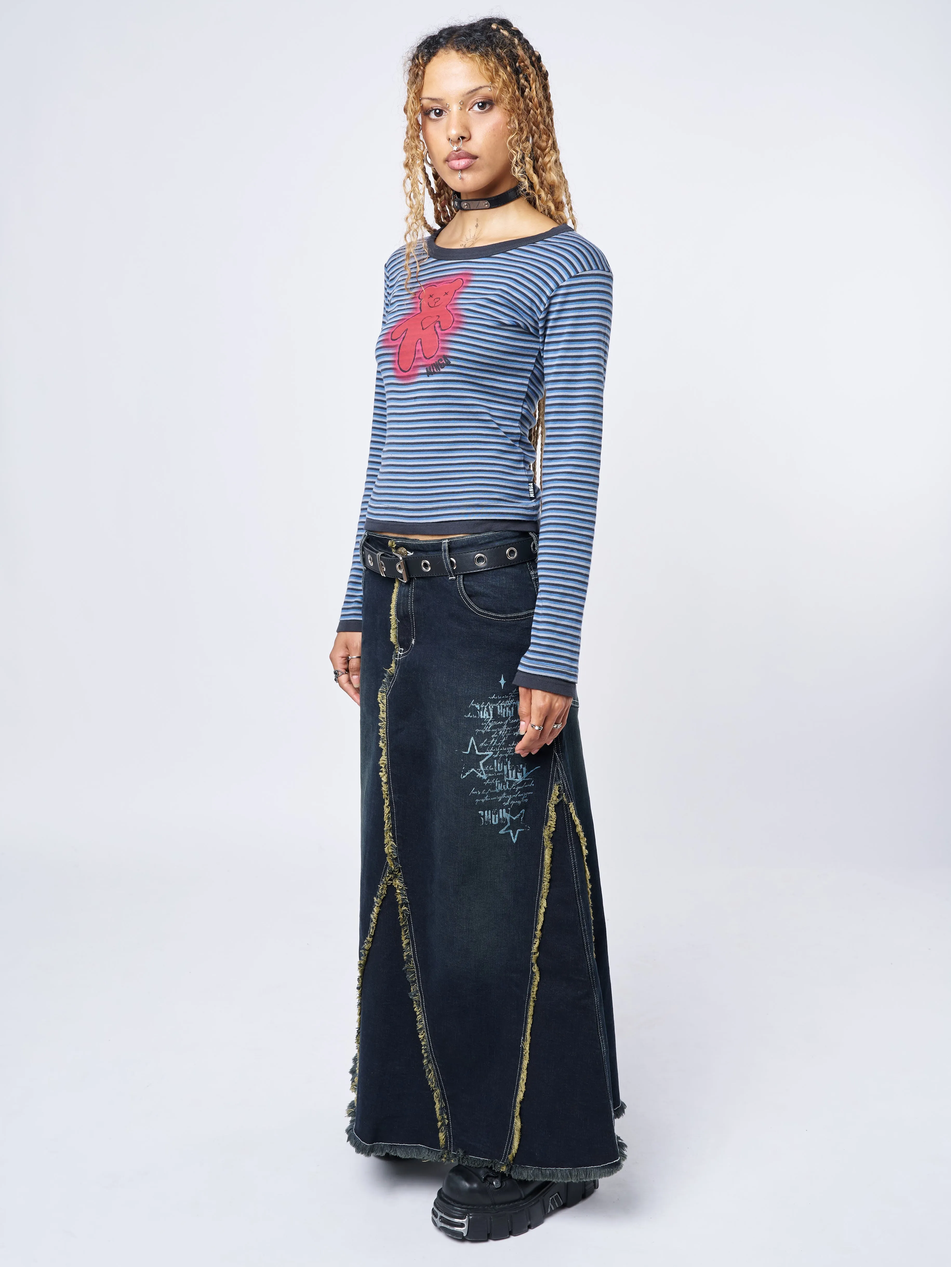 Alexis Lined Denim Maxi Skirt