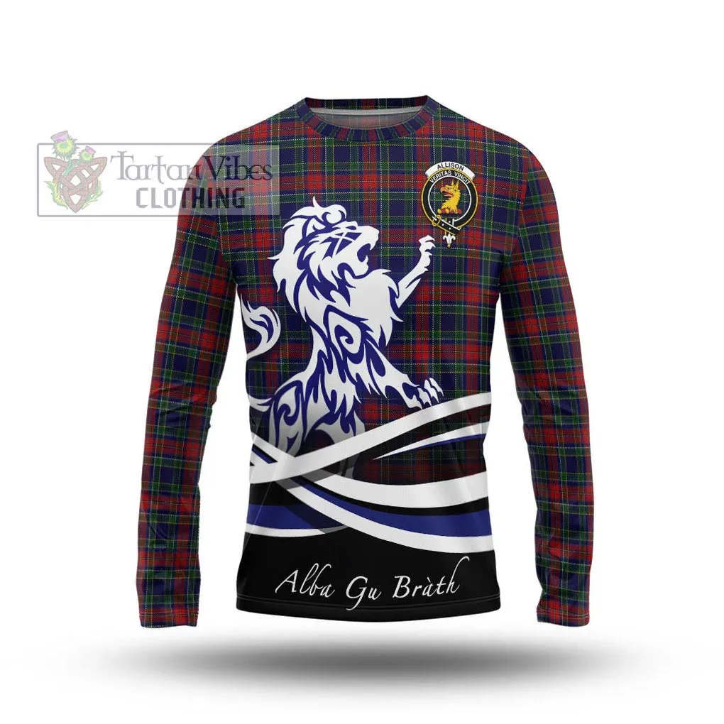 Allison Red Tartan Long Sleeve T-Shirt with Alba Gu Brath Regal Lion Emblem