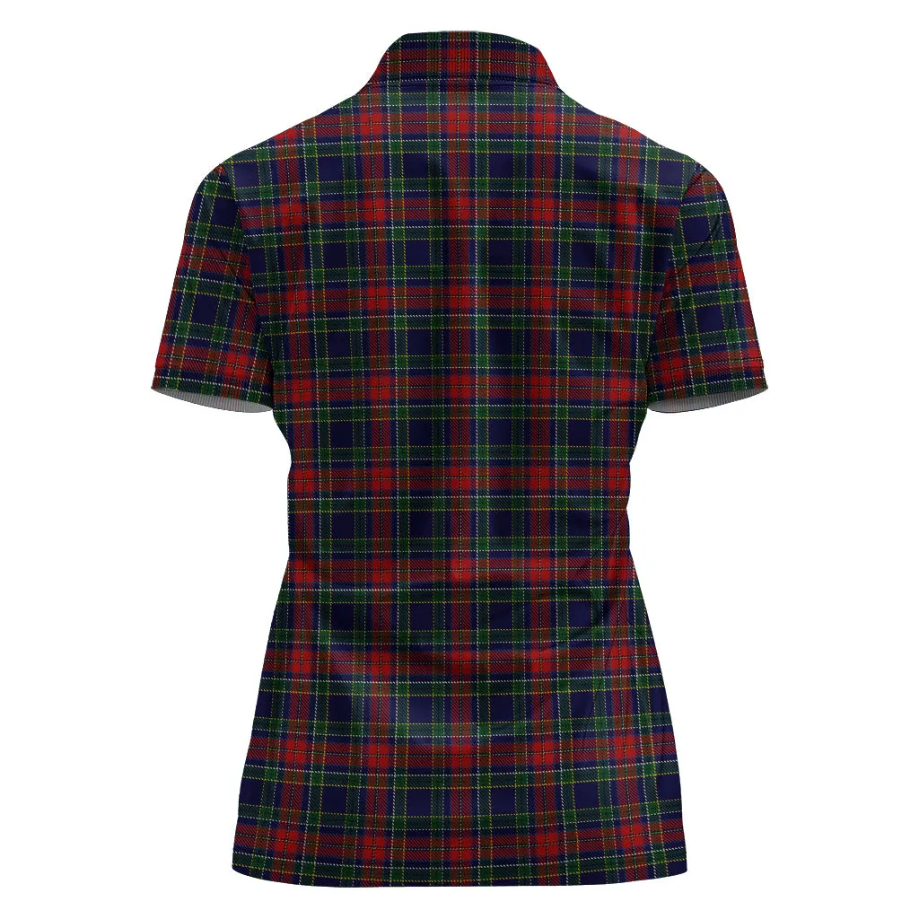 Allison Red Tartan Polo Shirt with Family Crest For Women