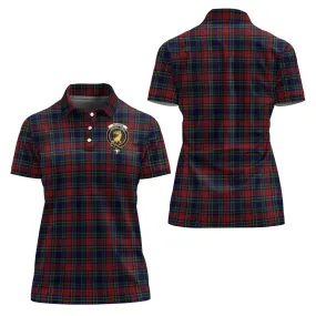 Allison Red Tartan Polo Shirt with Family Crest For Women