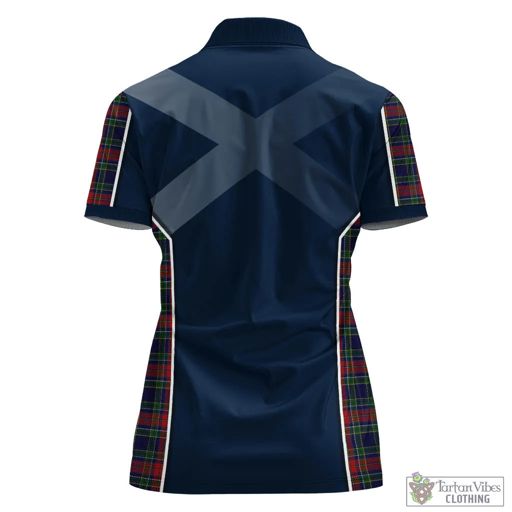 Allison Red Tartan Women's Polo Shirt with Family Crest and Lion Rampant Vibes Sport Style