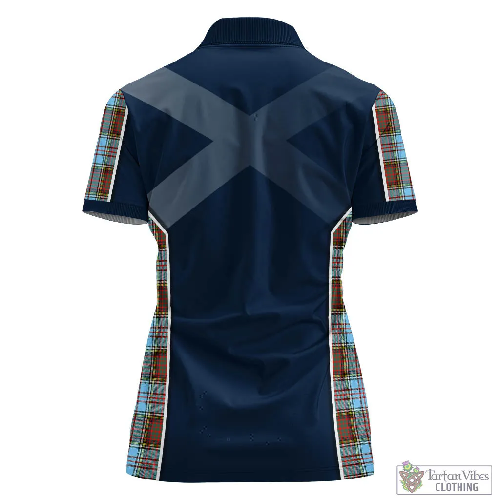 Anderson Ancient Tartan Women's Polo Shirt with Family Crest and Lion Rampant Vibes Sport Style