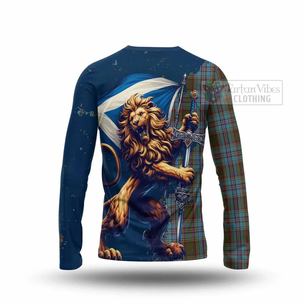 Anderson Tartan Family Crest Long Sleeve T-Shirt with Scottish Majestic Lion