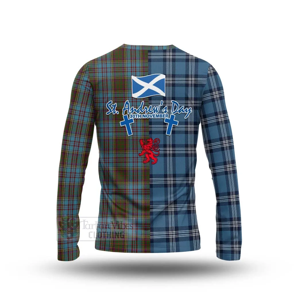 Anderson Tartan Long Sleeve T-Shirt Happy St. Andrew's Day Half Tartan Style