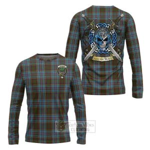 Anderson Tartan Long Sleeve T-Shirt with Family Crest Celtic Skull Style