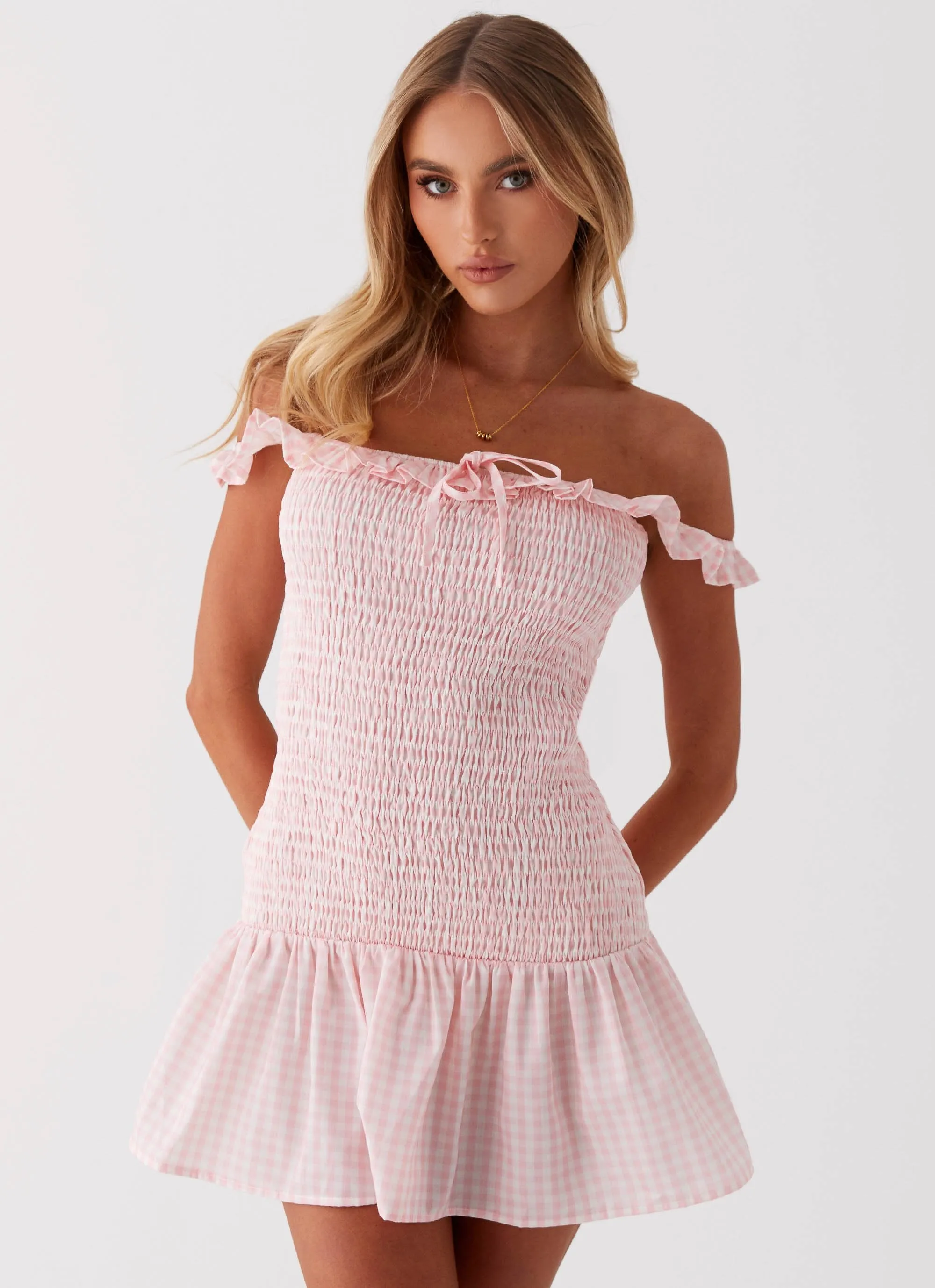 Anica Mini Dress - Pink Gingham