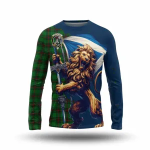 Anstruther Tartan Family Crest Long Sleeve T-Shirt with Scottish Majestic Lion