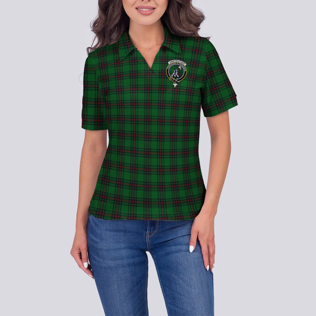 Anstruther Tartan Polo Shirt with Family Crest For Women