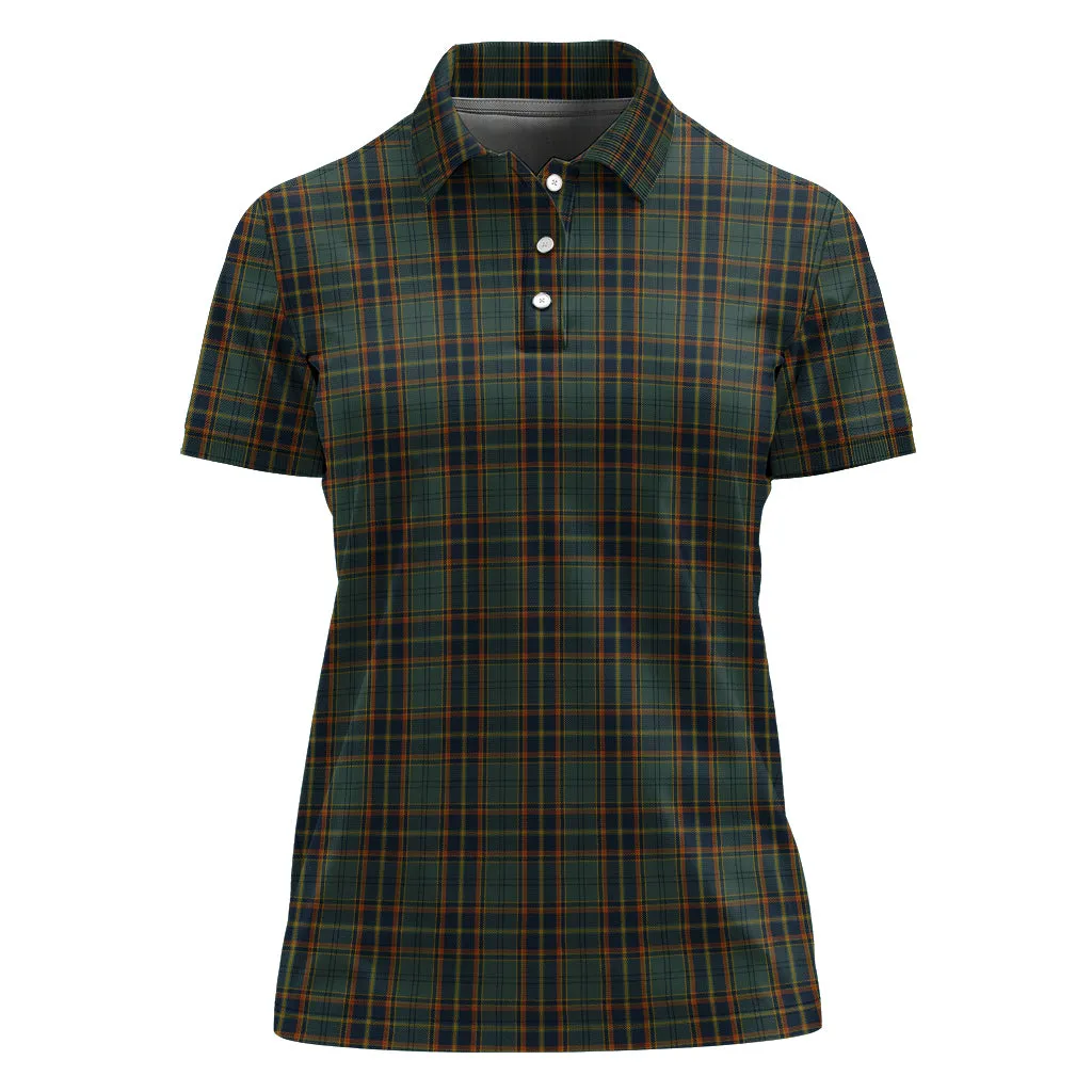 Antrim County Ireland Tartan Polo Shirt For Women