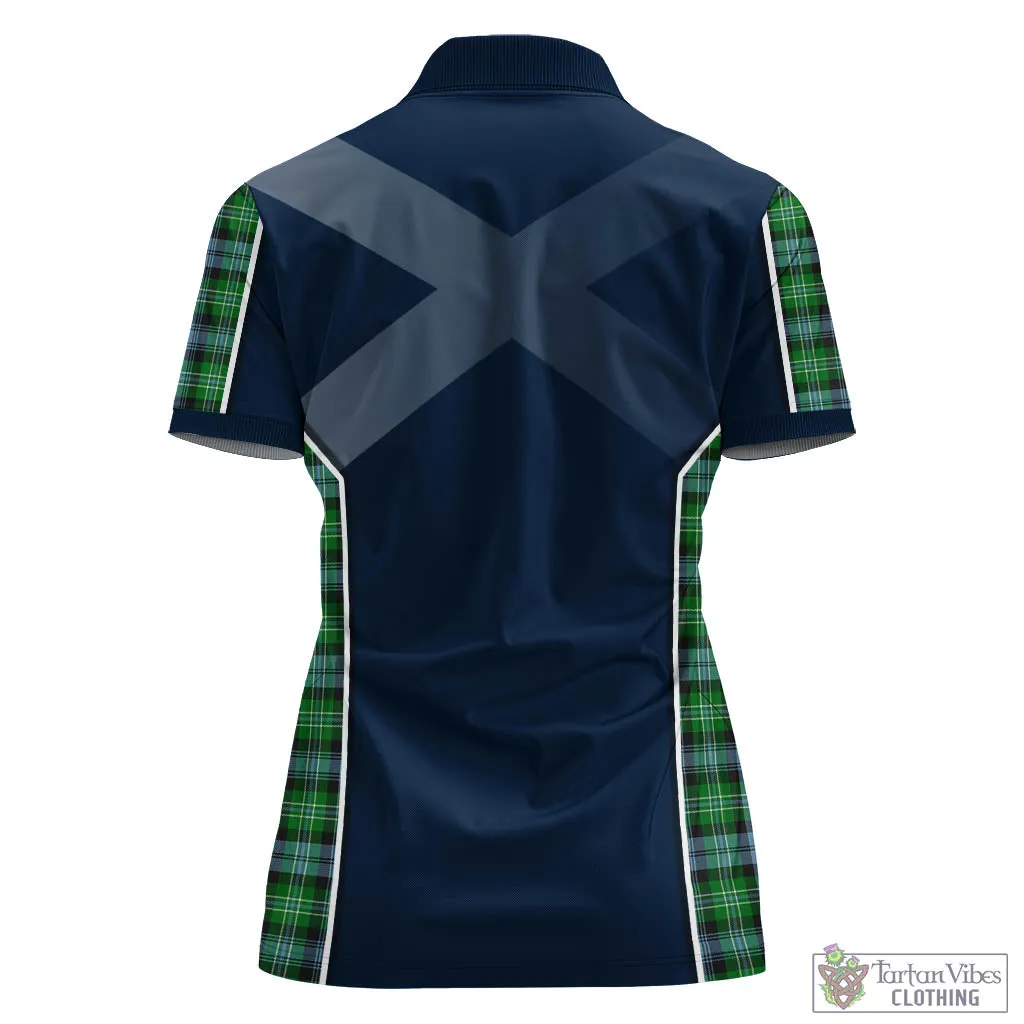 Arbuthnot Ancient Tartan Women's Polo Shirt with Family Crest and Scottish Thistle Vibes Sport Style