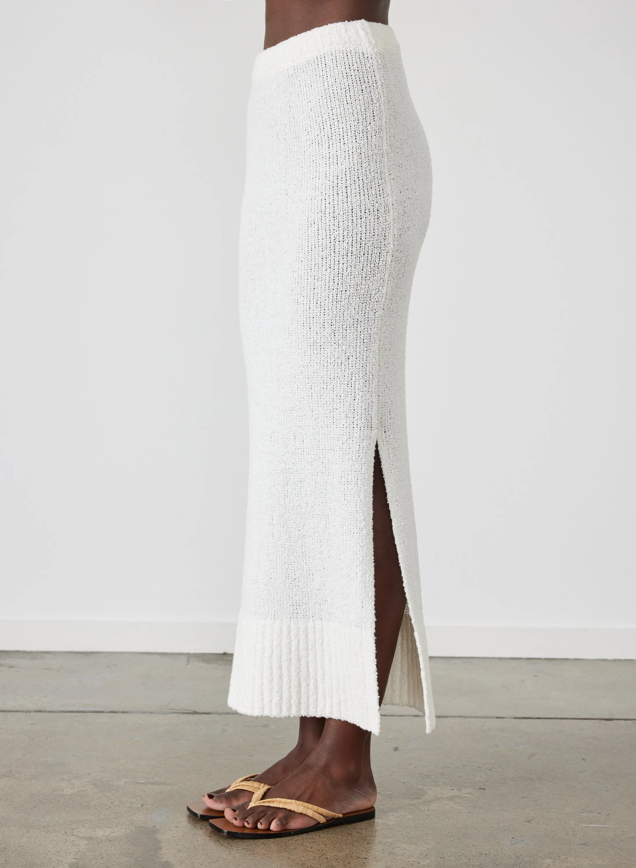 Arie Organic Cotton Cashmere Knit Maxi Skirt | Cream