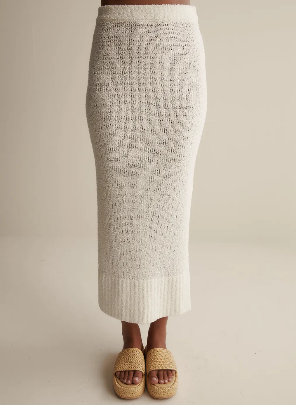 Arie Organic Cotton Cashmere Knit Maxi Skirt | Cream