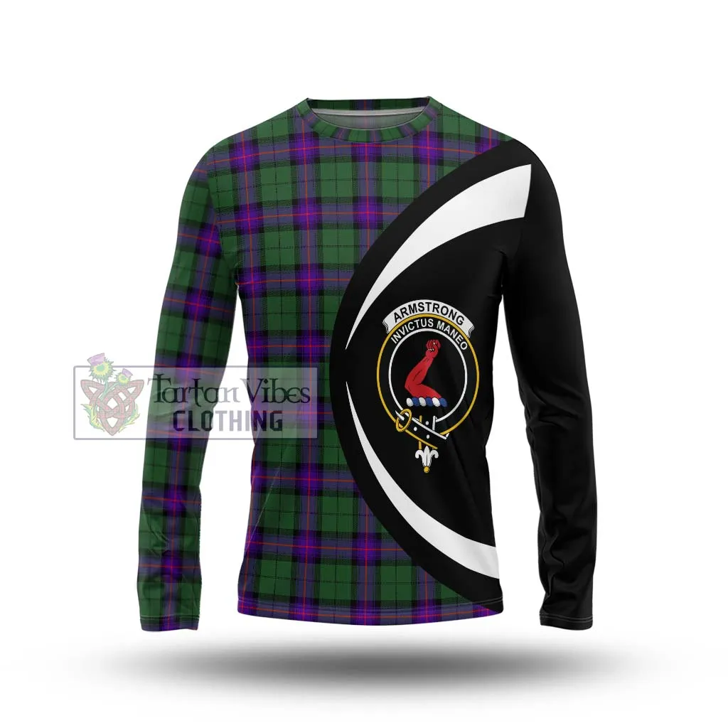 Armstrong Modern Tartan Long Sleeve T-Shirt with Family Crest Circle Style