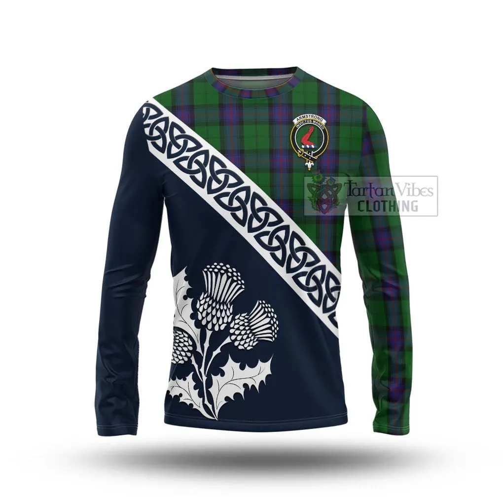 Armstrong Tartan Long Sleeve T-Shirt Featuring Thistle and Scotland Map