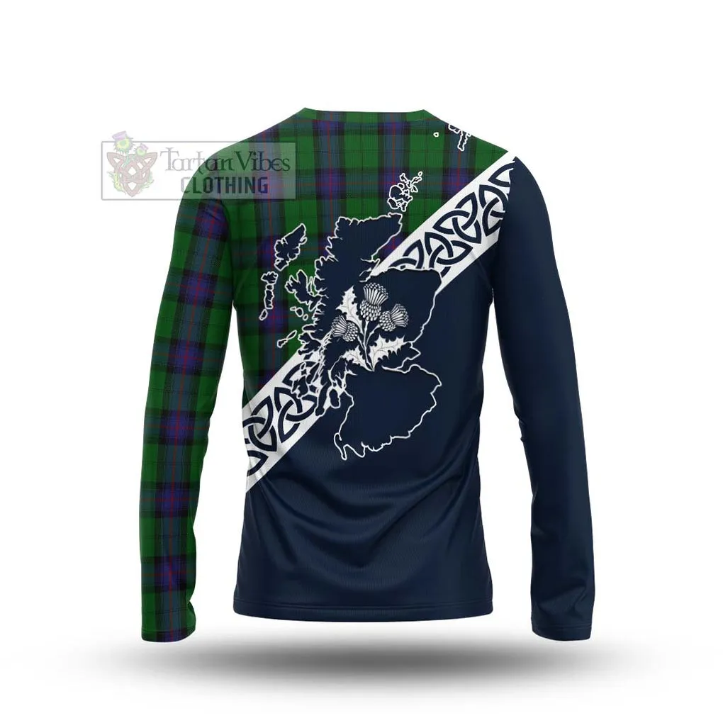 Armstrong Tartan Long Sleeve T-Shirt Featuring Thistle and Scotland Map