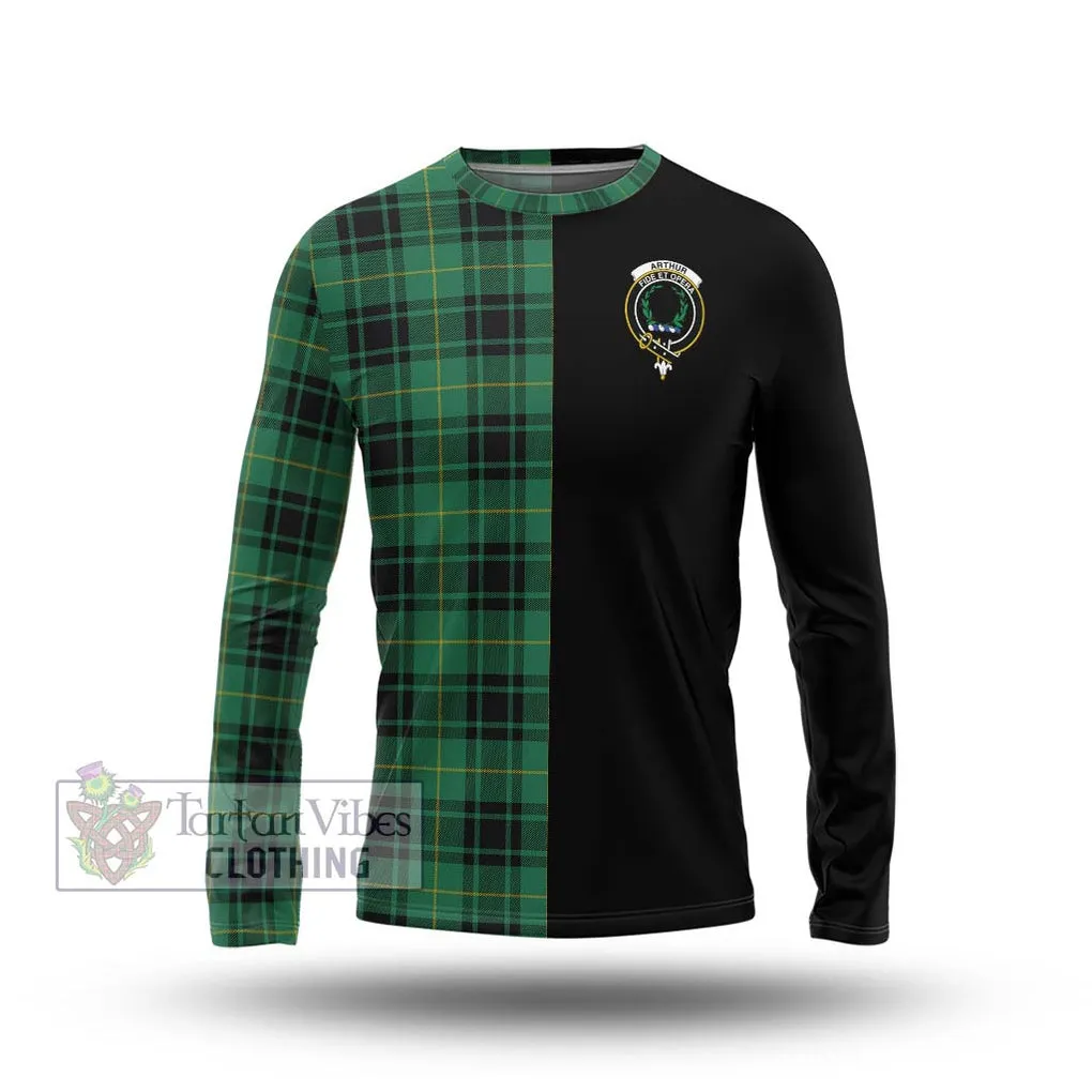 Arthur Ancient Tartan Long Sleeve T-Shirt with Family Crest and Half Of Me Style