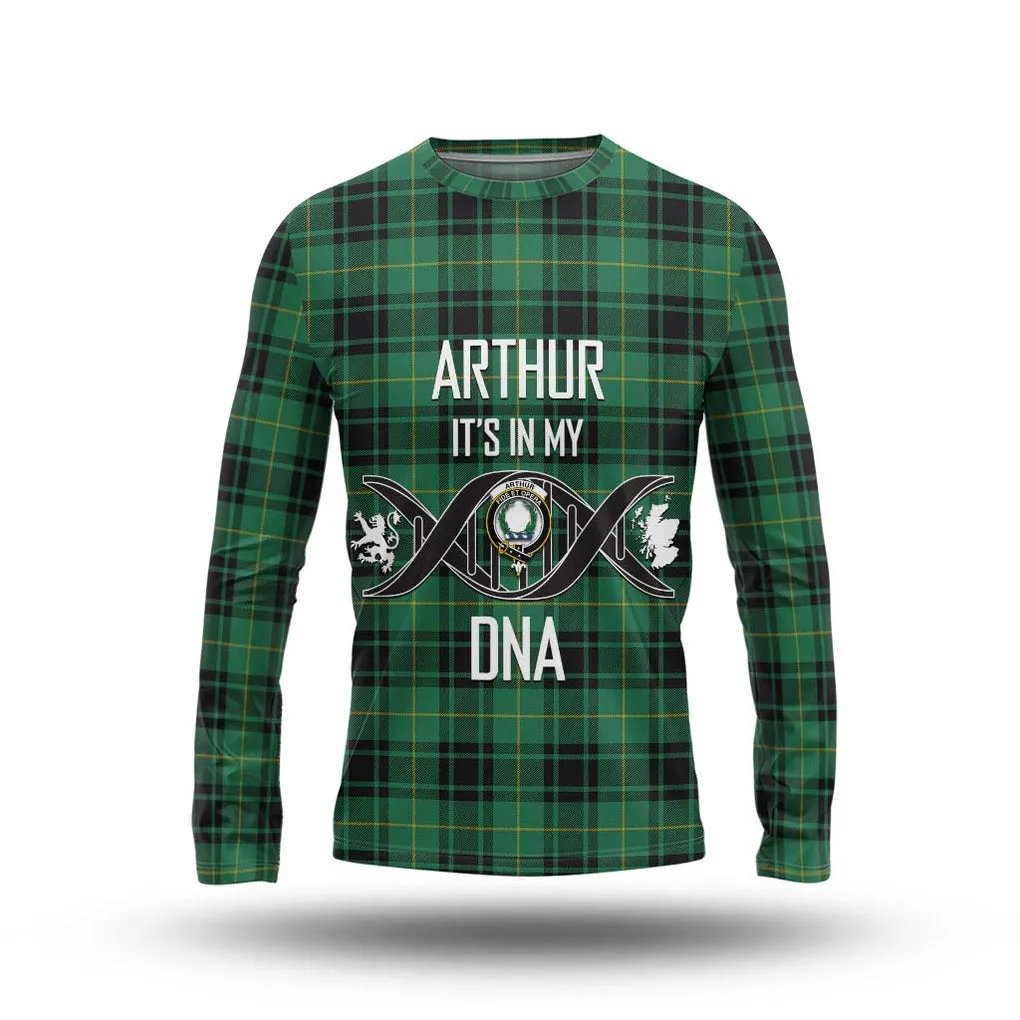 Arthur Ancient Tartan Long Sleeve T-Shirt with Family Crest DNA In Me Style