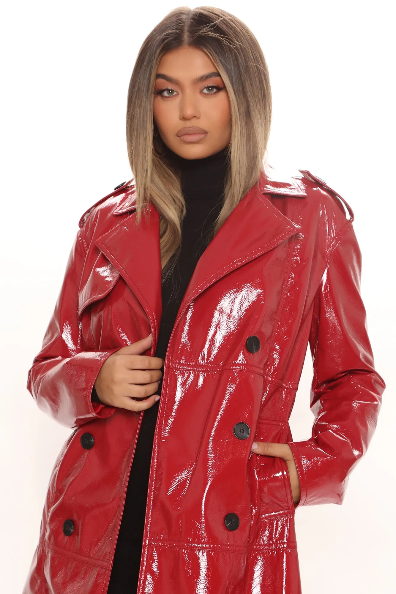 At Your Own Risk Trench Coat - Red