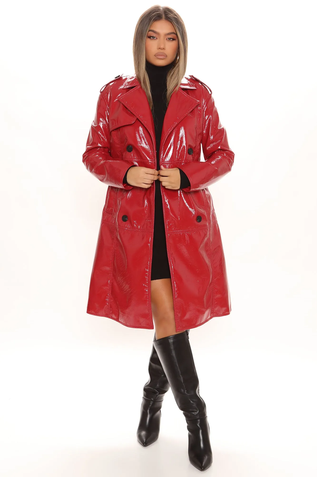 At Your Own Risk Trench Coat - Red