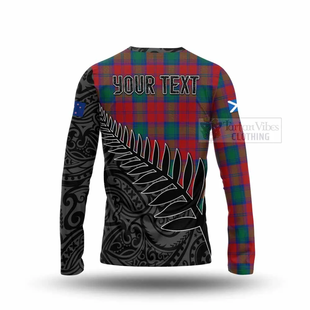 Auchinleck (Affleck) Crest Tartan Long Sleeve T-Shirt with New Zealand Silver Fern Half Style