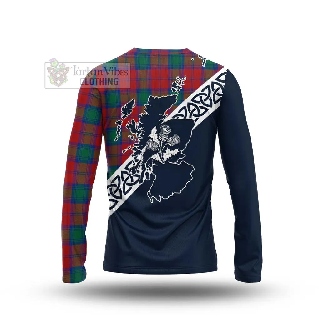 Auchinleck (Affleck) Tartan Long Sleeve T-Shirt Featuring Thistle and Scotland Map