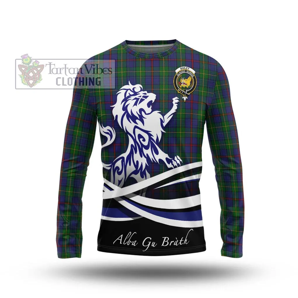 Bailey Tartan Long Sleeve T-Shirt with Alba Gu Brath Regal Lion Emblem