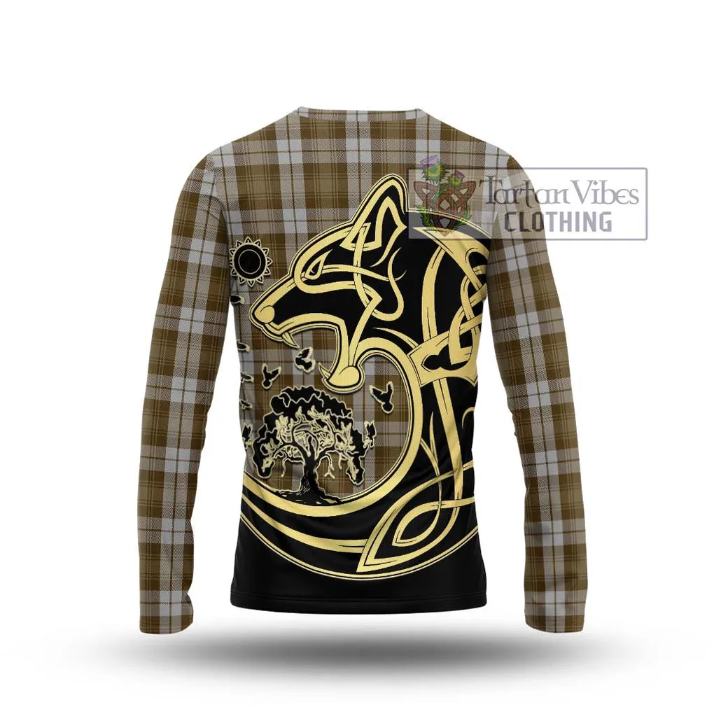 Baillie Dress Tartan Long Sleeve T-Shirt with Family Crest Celtic Wolf Style