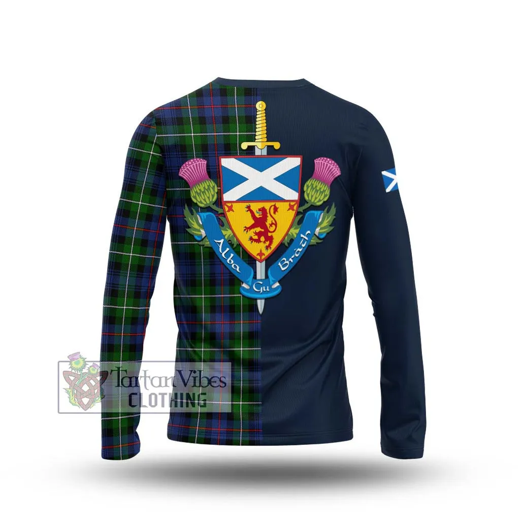 Baillie Tartan Long Sleeve T-Shirt Alba with Scottish Lion Royal Arm Half Style