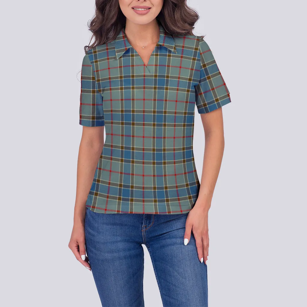 Balfour Blue Tartan Polo Shirt For Women