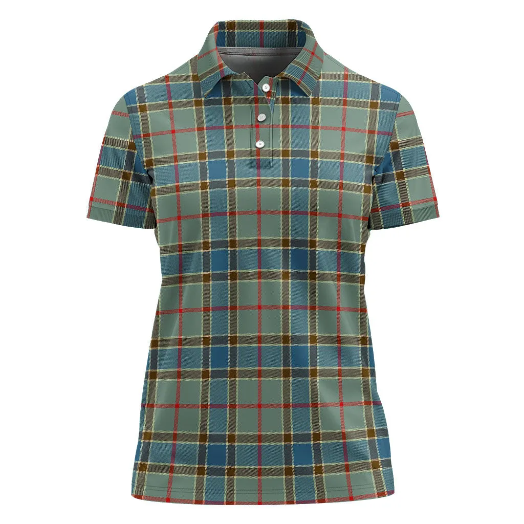 Balfour Blue Tartan Polo Shirt For Women