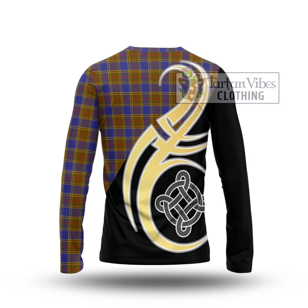 Balfour Tartan Long Sleeve T-Shirt with Family Crest and Celtic Symbol Style