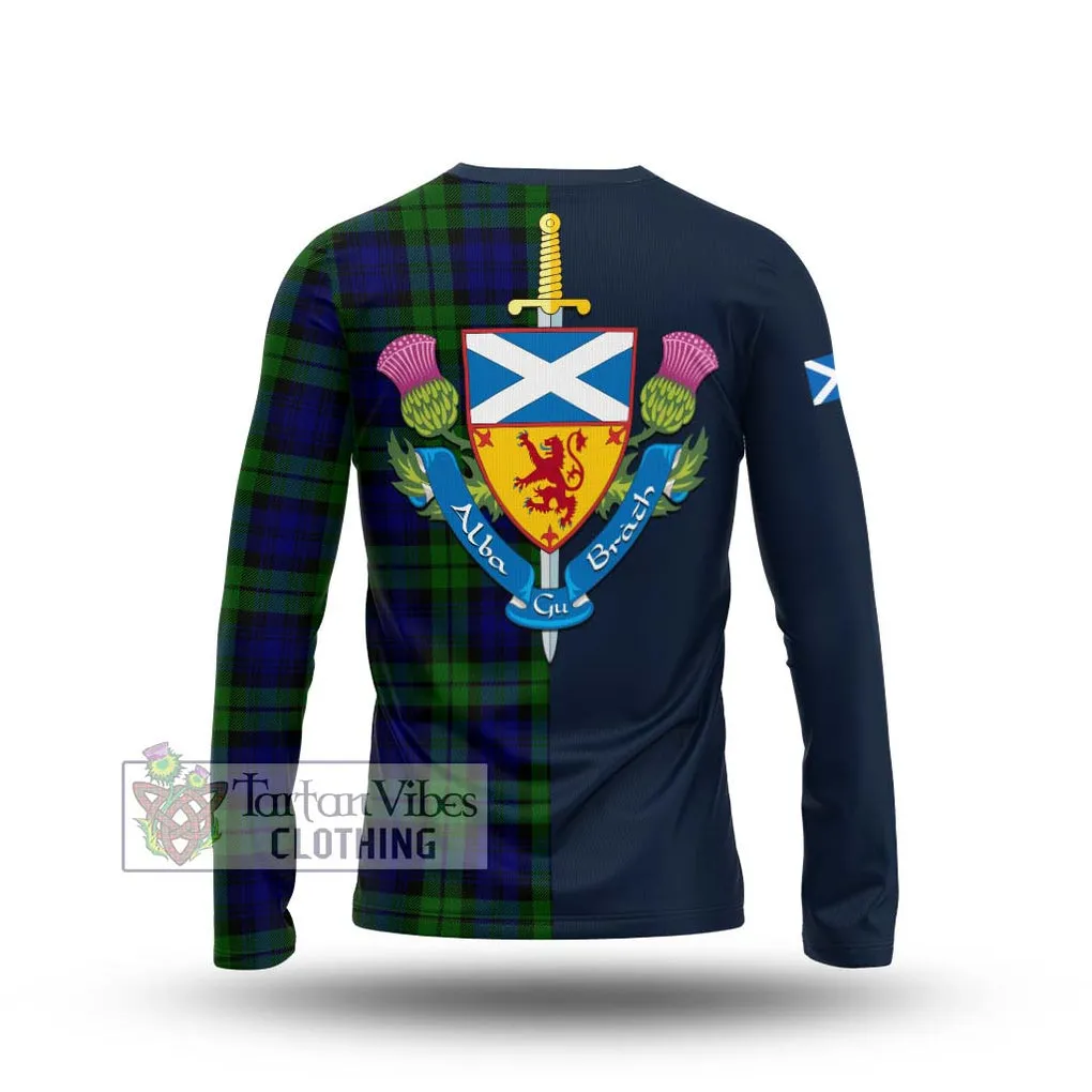 Bannatyne Tartan Long Sleeve T-Shirt Alba with Scottish Lion Royal Arm Half Style