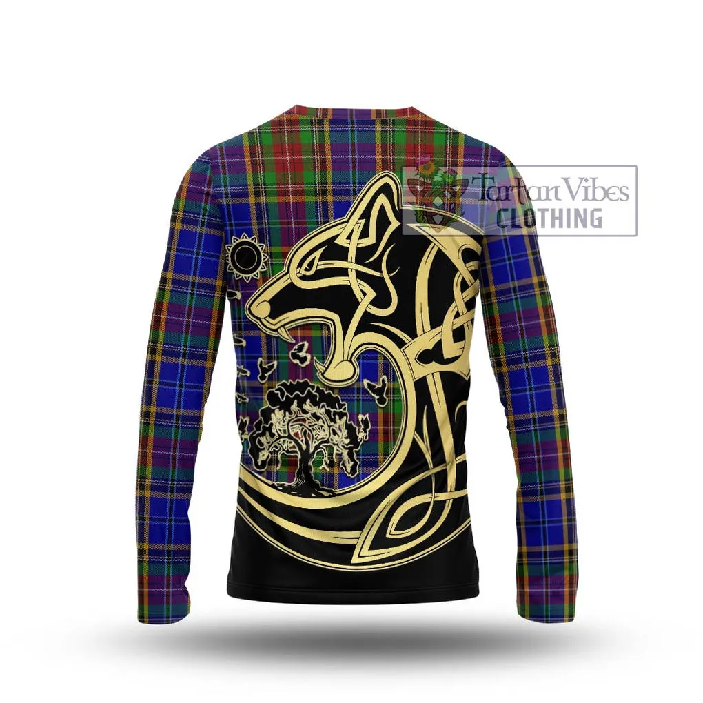 Beattie Tartan Long Sleeve T-Shirt with Family Crest Celtic Wolf Style